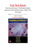 Pharmacotherapy: A Pathophysiologic Approach 10th Edition Dipiro Talbert Yee Test Bank