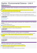 Latest Sophia - Environmental Science - Unit 4 Milestone 4