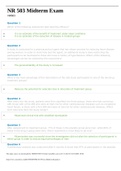 Exam (elaborations) NR 503 Week 4 Midterm Exam (Real Exam Q & A) | 100% CORRECT Solutions | Guaranteed Pass NR 503 Midterm Exam Question 1 Which of the following statements best describe efficacy?  It is an estimate of the benefit of treatment under idea