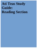 Ati Teas Study Guide: Reading Section SCIENCE SECTION ENGLISH SECTION Math Section Reading Section