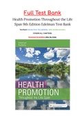 TEST BANK FOR HEALTH PROMOTION THROUGHOUT THE LIFE SPAN 9TH EDITION BY EDELMAN