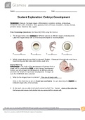 AP BIOLOGY Student Exploration: Embryo Development Gizmo