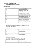 Exam (elaborations)  PSYCHOLOGY TEST BANK  Coon Journey 5e TB Chapter 4: Sensation and Perception  Questions and Answers 