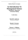 An Introduction to Management Science Quantitative Approaches to Decision Making, International edition - Solutions, summaries, and outlines.  2022 updated