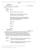 Exam (elaborations) ABA 603 Week 2 Test- Questions and Answers/National University College Question 1 1 out of 1 points A disadvantage to using DRO is: Selected Answer: E. A and C. Answers: A. It does not teach any new skills. B. You often have initial in