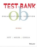 Exam (elaborations) TEST BANK FOR ORGANIZATIONAL BEHAVIOUR 4th Edition 