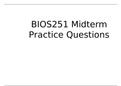 BIOS 251 Week 4 Midterm Practice Questions