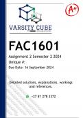 FAC1601 Assignment 2 (DETAILED ANSWERS) Semester 2 2024 - DISTINCTION GUARANTEED 