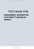 TEST BANK FOR MANAGEMENT INFORMATION SYSYTEMS 9TH EDITION BY BIDGOLI