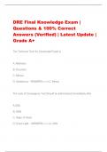 DRE Final Knowledge Exam |  Questions & 100% Correct  Answers (Verified) | Latest Update |  Grade A+