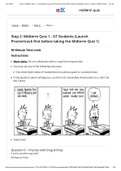 ISYE 6501 Midterm Quiz 1 with all the Correct Answers(Graded A+) Step 2: Midterm Quiz 1 - GT Students (Launch Proctor track rst before taking the Midterm Quiz 1) 95 Minute Time Limit Instructions Work alone. Do not collaborate with or copy from anyone els