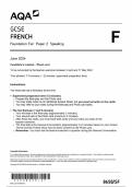 AQA GCSE FRENCH Foundation Tier Paper 2 Speaking 8658-SF-PC-French-G-2Apr24to17May24