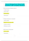 Honors Biology Exam Study Guide Questions with Complete Solutions