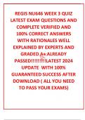 REGIS NU646 WEEK 3 QUIZ LATEST EXAM QUESTIONS AND COMPLETE VERIFIED AND 100% CORRECT ANSWERS WITH RATIONALES WELL EXPLAINED BY EXPERTS AND GRADED A+ ALREADY PASSED!!!!!!!!!LATEST 2024 UPDATE  WITH 100% GUARANTEED SUCCESS AFTER DOWNLOAD ( ALL YOU NEED TO P