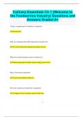 Culinary Essentials Ch 1 (Welcome to the Foodservice Industry) Questions and  Answers Graded A+