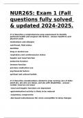 NUR265: Exam 1 (Fall questions fully solved & updated 2024-2025.