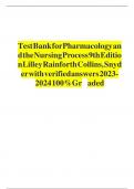 Test Bank: Pharmacology and the Nursing Process, 10th Edition by Linda Lane Lilley - Chapters 1-58, 9780323827973 | Rationals Included