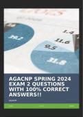 AGACNP SPRING 2024 EXAM 2 QUESTIONS WITH 100% CORRECT ANSWERS!!