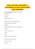 PEAK PILATES ANATOMY & MOVEMENT STUDY QUESTIONS AND ANSWERS