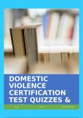 DOMESTIC VIOLENCE CERTIFICATION TEST QUIZZES & ANS!!