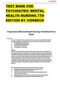 TEST BANK FOR PSYCHIATRIC MENTAL HEALTH NURSING 7TH EDITION BY VIDEBECK