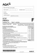 AQA GCSE FRENCH Foundation Tier Paper 1 Listening 8658-LF-QP-French-G-14May24