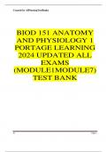 BIOD 151 ANATOMY AND PHYSIOLOGY 1 PORTAGE LEARNING 2024 UPDATED ALL EXAMS (MODULE1MODULE7)TEST BANK