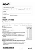 AQA GCSE MEDIA STUDIES PAPER 1 May 2024 Question paper-8572/1