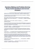 Decision Making and Problem Solving Study Guide Questions and Correct Answers