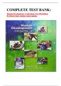 COMPLETE TEST BANK:  Human Development: A Life-Span View 8th Edition By Robert Kail (Author) latest update. 