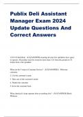 Publix Deli Assistant Manager Exam 2024 Update Questions And Correct Answers