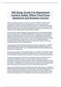 ISO Study Guide Fire Department Incident Safety Officer Final Exam Questions and Answers Correct