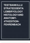 Test Bank For Illustrated Dental Embryology Histology and Anatomy 4th Edition Fehrenbach 9781455776856 | All Chapters with Answers and Rationals