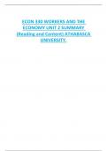 ECON 330 WORKERS AND THE  ECONOMY UNIT 2 SUMMARY  (Reading and Content) ATHABASCA UNIVERSITY