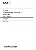 AQA A LEVEL FURTHER MATHEMATICS PAPER 3M June 2024 Final Mark scheme-7367/3M