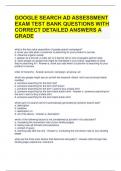 GOOGLE SEARCH AD ASSESSMENT EXAM TEST BANK QUESTIONS WITH CORRECT DETAILED ANSWERS A GRADE 