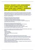 GOOGLE SEARCH ADS ASSESSMENT LATEST 2024 FORM A REAL EXAM QUESTIONS AND CORRECT ANSWERS (ALL ARE CORRECT) A GRADE  