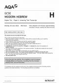  AQA GCSE MODERN HEBREW PAPER 1 HIGHER TIER 2024 (8678/LF/T: Listening Test Transcript)