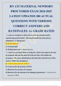 RN ATI MATERNAL NEWBORN PROCTORED EXAM 2024-2025 LATEST UPDATED 300 ACTUAL QUESTIONS WITH VERIFIED CORRECT ANSWERS AND RATIONALES. A+ GRADE RATED