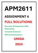 APM2611 Assignment 4 Complete Solutions UNISA 2024 Due date 25 September 2024 Wednesday