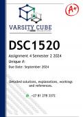 DSC1520 Assignment 4 (DETAILED ANSWERS) Semester 2 2024 - DISTINCTION GUARANTEED