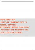 TEST BANK for Phillips’s Manual of I.V. Therapeutics; Evidence-Based Practice for Infusion Therapy 8th Edition by Lisa Gorski, ISBN: 9781719646093, All 12 Chapters Covered, Verified Latest Edition