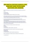 NBSTSA CERTIFIED SURGICAL FIRST ASSISTANT HARD TESTED EXAM QUESTIONS AND ANSWERS LATEST UPDATE 