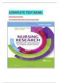 COMPLETE TEST BANK: Nursing Research 9th Edition By Geri Lobiondo-Wood Phd Rn Faan (Author) Latest Update.