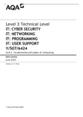 AQA Level 3 Technical Level IT: CYBER SECURITY IT: NETWORKING IT: PROGRAMMING IT: USER SUPPORT Y/507/6424 Unit 1 Fundamental principles of computing Mark scheme June 2019| LATEST UPDATE 