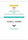 Official summer 2024 AQA GCSE COMBINED SCIENCE: SYNERGY 8465/1F Foundation Tier Paper 1 Life and Environmental Sciences Merged Question Paper + Mark Scheme + Inserts