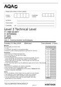 AQA Level 3 Technical Level IT: CYBER SECURITY IT: NETWORKING IT: USER SUPPORT Unit 2 Communication technologies | QUESTIONS ONLY