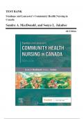 Test Bank for Stanhope and Lancasters Community Health Nursing in Canada, 4th Edition (MacDonald, 2024), Chapter 1-18 | All Chapters Completed New Edition