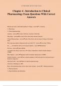 Chapter 4 - Introduction to Clinical Pharmacology Exam Questions With Correct Answers