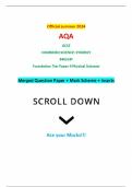 Official summer 2024 AQA GCSE COMBINED SCIENCE: SYNERGY 8465/4F Foundation Tier Paper 4 Physical Sciences Merged Question Paper + Mark Scheme + Inserts